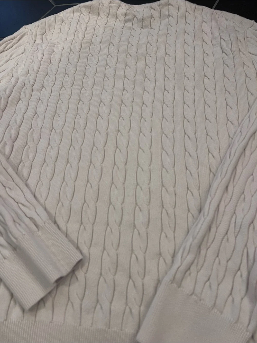 J. Crew Men's Cable Knit Crewneck Sweater - Cream Equestrian Collegiate Vibes